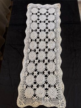 Handmade White Crochet Table Runner Large Doily  - Classic Home Accents